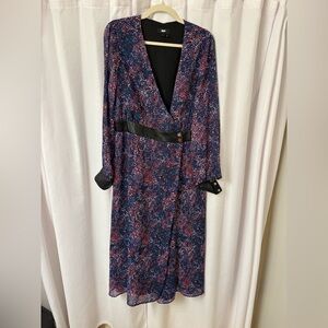 DKNY Long Sleeve Dress in Blue and Red